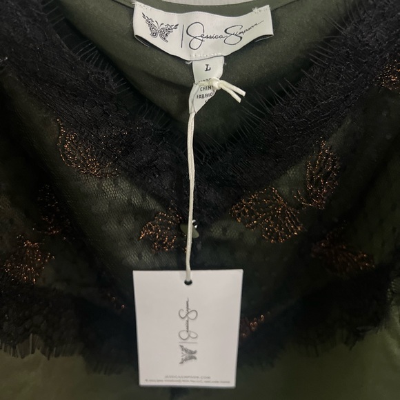 Jessica Simpson Women's Alex Lace Cami Top green with lace butterflies NWT Large - Picture 8 of 10